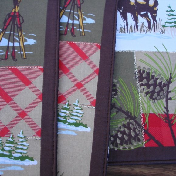 NEW Set 4 Placemats "Adventure is Out There" Farmhouse Winter Snow Lodge Travel - Picture 8 of 8